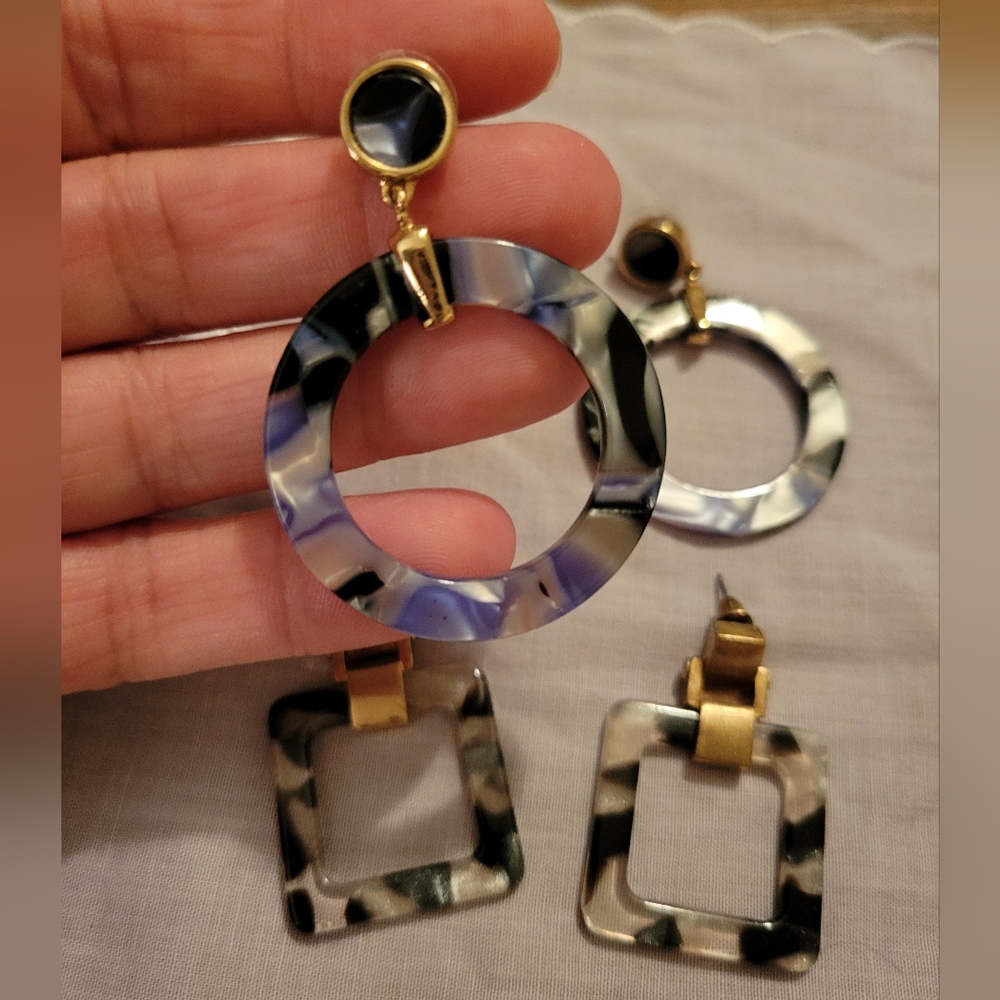 Acrylic Marbled Tortoiseshell Earrings Bundle